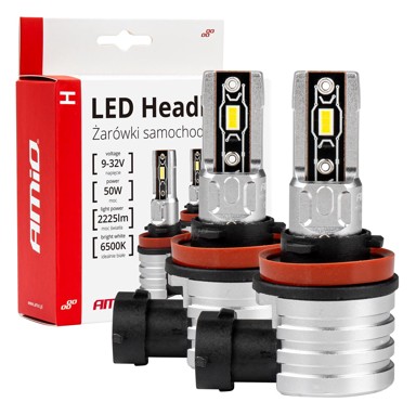 AMIO LED žarulje H-mini H8/H9/H11, 6500K, do 40% više svjetla