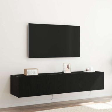 TV zidni ormari s LED svjetlima, 2 kom, crni hrast, 80x35x31 cm