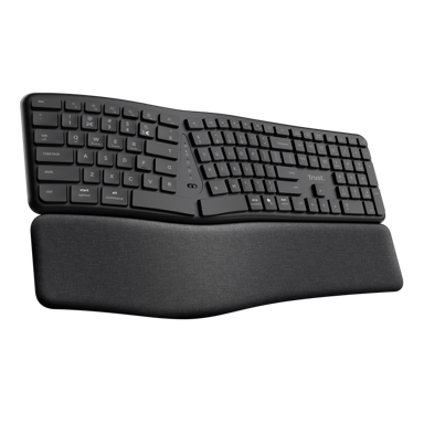 TRUST Ergonomska tipkovnica Keyra Ergo Multi-Device Wireless, bežična, njemački raspored, crna