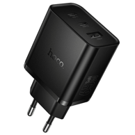 HOCO Punjač adapter N75, 1 x USB-A i 2 x Type-C, GaN, PD, 65 W, crna