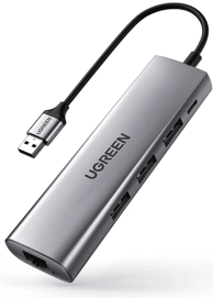UGREEN USB hub CM266, USB-A, 3x USB-A 3.0, 1x ethernet, 1x micro USB