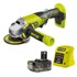 RYOBI akumulatorska kutna brusilica R18AG, 115 mm, s baterijom 4 Ah RB1840X i punjačem RC18115