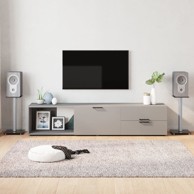 Stalci za zvučnike (2 kom, crno-srebrni, kaljeno staklo, s 1 stupom)