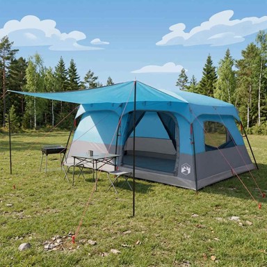 Obiteljski šator, plavi, 500 × 400 × 230 cm, poliester i čelik