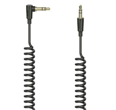 HAMA Spiralni audio kabel 3,5 mm kutni jack – 3,5 mm jack, 1,5 m, crni