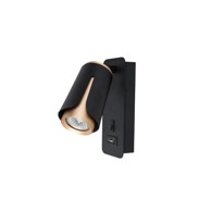 Zidna lampa za čitanje GU10, crna zlatna, sa USB