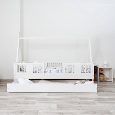 Dječji krevet Luna Tipi, 200 x 90 cm, s ladicom, bijeli