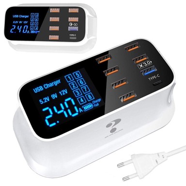VERKGROUP Brzi punjač 8x USB 3.0 40W LCD