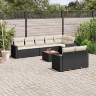 9-dijelni set vrtnih sofa s jastucima crni od poliratana