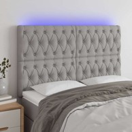 LED uzglavlje, 160 x 7 x 118/128 cm, tkanina, svjetlosiva