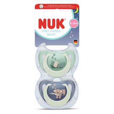 NUK Duda varalica silikon First Choice Night 6-18 m 2 kom sort