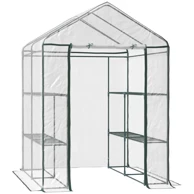 Staklenik za rajčice sa 6 polica od čelika i PVC-a, 143 x 143 x 195 cm, prozirni