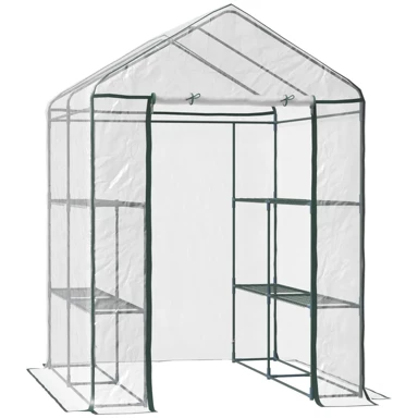 Staklenik za rajčice sa 6 polica od čelika i PVC-a, 143 x 143 x 195 cm, prozirni