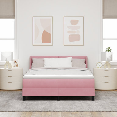 Box Spring krevet s madracem, ružičasti, 160x200 cm, baršun