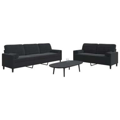 2-dijelni set sofa s jastucima crni baršunasti