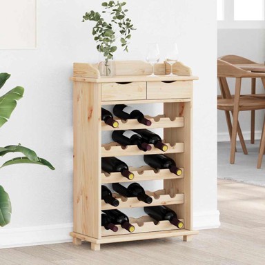 Stalak za vino, 58 x 28 x 90 cm, masivno drvo bora, prirodni