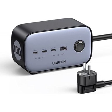 UGREEN Kućni punjač DIGINEST PRO, 100W GaN, USB-A, 3XUSB-C, 2Xschuko, crno-sivi