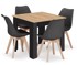 Stol i stolice, set, stol 80x80 cm, 4 kom stolice, drvo, crna