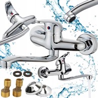 DEXXER Jednoručna kromirana zidna miješalica za umivaonik s okretom od 360°