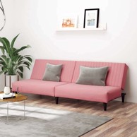 Sofa dvosjed na razvlačenje bez naslona za ruke od baršuna, ružičasta