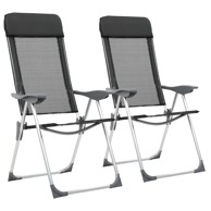 Set 2 sklopivih stolica za kampiranje, aluminij, crna