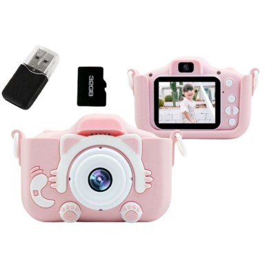 Dječja HD kamera + 32 GB kartica + torbica + selfie kamera + ugrađene igre, plava