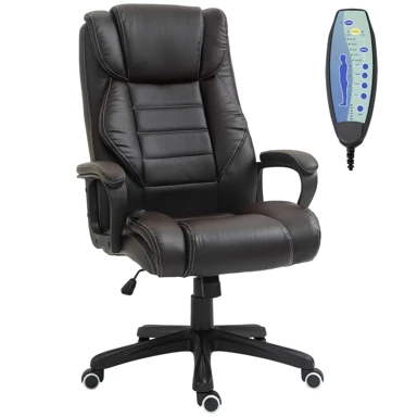 Ergonomska okretna uredska stolica s masažom u 6 točaka, smeđa