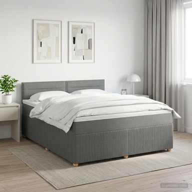 Boxspring krevet s madracem 180 x 200 cm, tkanina, tamnosivi