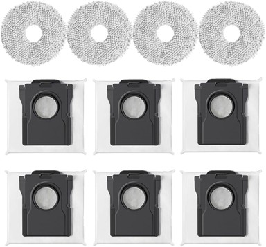 DREAME Set vrećica i krpa za robotski usisavač X40/X30 Ultra, 6 vrećica + 4 krpe