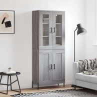 Visoka komoda siva sonome 69 5x34x180 cm od konstruiranog drva , drvena vrata