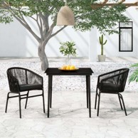 3 dijelni vrtni blagovaonski set crni, dužina stola 80 cm