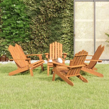 5-dijelna vrtna garnitura Adirondack od masivnog drva bagrema, 2x klupa + 2x stolica + stol, smeđa