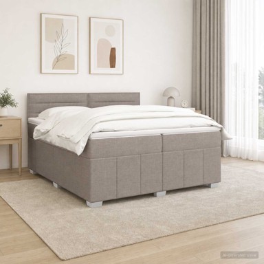 Boxspring krevet s madracem 200 x 200 cm, tkanina, sivosmeđi