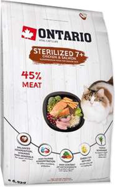ONTARIO Hrana za mačke Cat Sterilised 7+ Senior 6,5 kg, piletina i losos