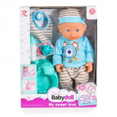 BABYDOLL Lutka s kahlicom i dudom, 31 cm, siva