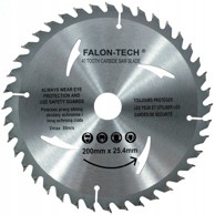 FALON-TECH Pilni list s tvrdim metalom za drvo, 200 x 25,4 x 40T