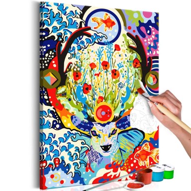 Slika za samostalno slikanje Deer and Flowers 40x60