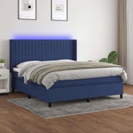 Box Spring krevet s madracem, plavi, 160x200 cm, okomite pruge