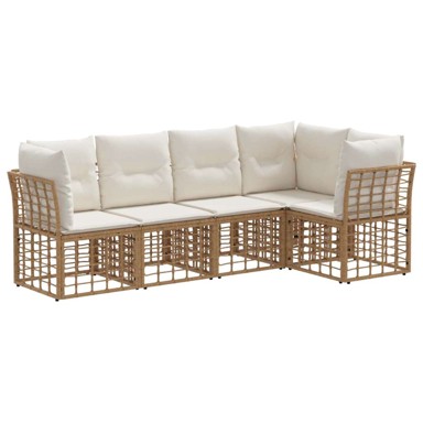 Set vanjskih sofa, poliester, bez stola, prirodna