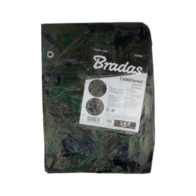 BRADAS Kamuflažna cerada 90 g/m² 2 x 3 m, navlaka za opremu, bivak, bushcraft, sklonište CAMOFOREST PLCF902/3, kamuflažna