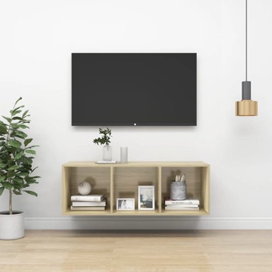 Zidni TV ormarić, boja hrasta, 37 x 37 x 107 cm, konstruirano drvo