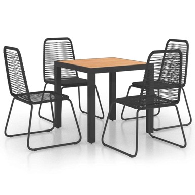 Vrtna garnitura, 5-dijelni vrtni blagovaonski set, dužina stola 79 cm, PVC ratan, crno-smeđi