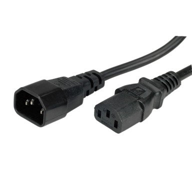 ROLINE Naponski kabel VALUE PC-monitor IEC320 C14-C13 10A, M/F, 1 m, crni