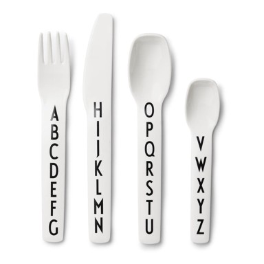 DESIGN LETTERS 4-dijelni set bijelog dječjeg pribora za jelo