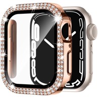 Futrola 2u1 s kaljenim staklom za Apple Watch 4/5/6/SE 44 mm, ružičasto zlatna