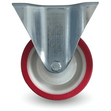Fiksni kotač 125 mm, 200 kg, FPPU 1251, crveni poliuretan