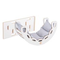 PLUSH NEST Ljuljačka 4-u-1, ljuljačka + zid za penjanje/tobogan + jastuk, svijetlo sivi