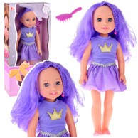 Lutka za igru u ljubičastoj haljini i četkom za kosu, 38 cm