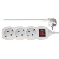 EMOS Produžni kabel 1,5 m, 3 utičnice, prekidač, bijeli, PVC, 1 mm2,P1321