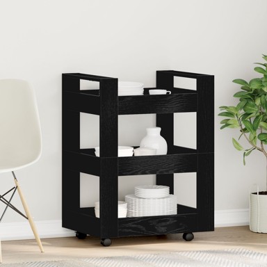 Kuhinjska kolica 60x45x80 cm, konstruirano drvo, crni hrast